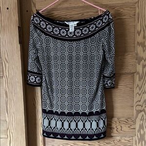 Max Studio Black and Purple Patterned Top